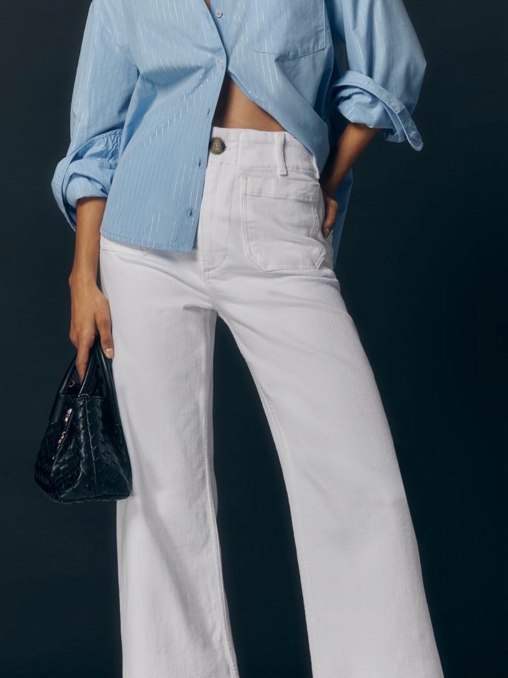 High-Rise White Wide-Leg Jeans
